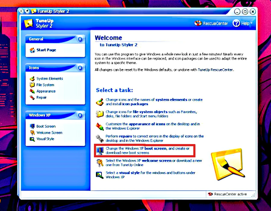 zmiana wyglądu Windows XP tuneup styler 2 ekran ładowania