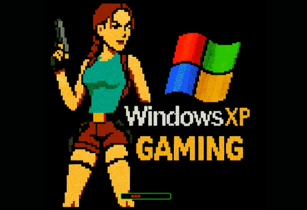 ekran botowania Windows XP Lara Croft