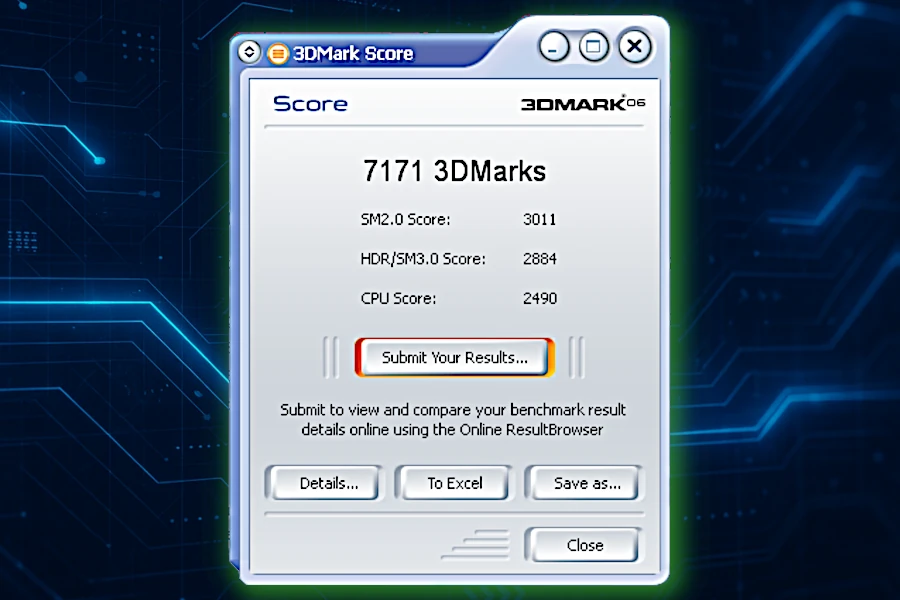 wynik benchmark karty GV-N220OC-1GI 3DMARK 06