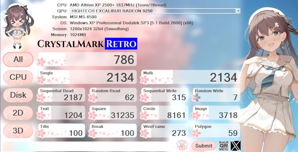 wynik testu w programie Cristal Mark Retro