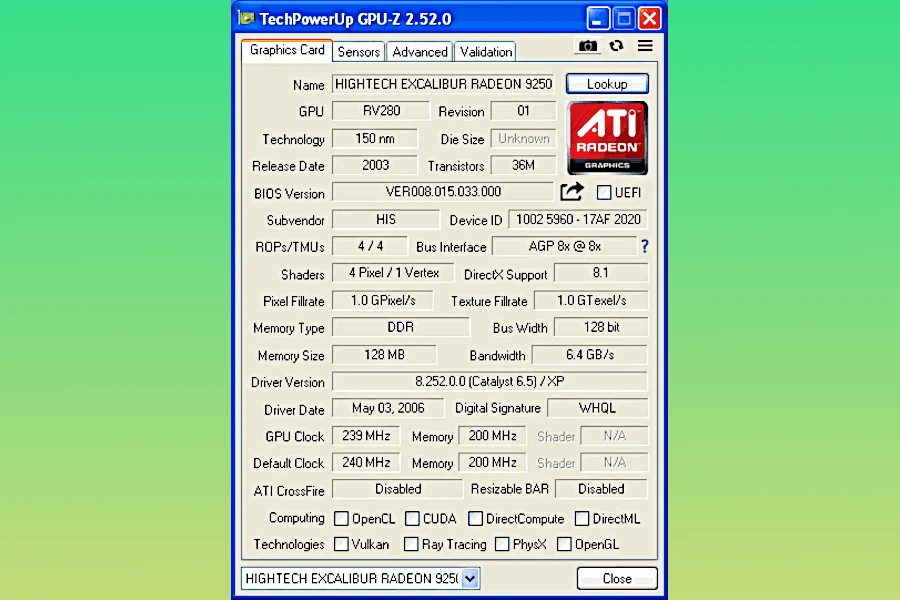 komputer z athlon xp karta radeon specyfikacja CPU-Z