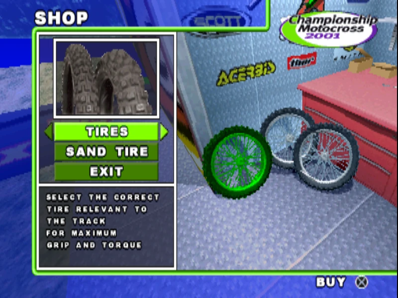 Sklep z częściami i akcesoriami w Championship Motocross 2001 featuring Ricky Carmichael