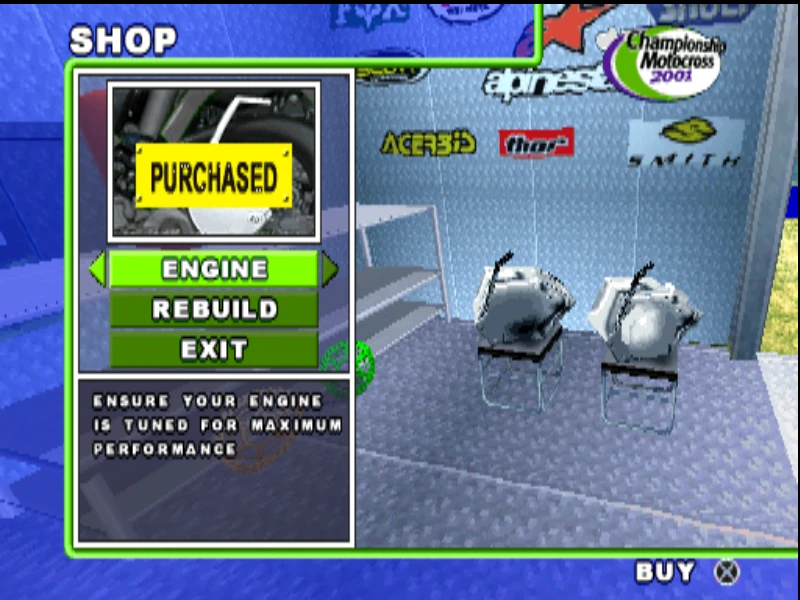Sklep z silnikami w grze Championship Motocross 2001 featuring Ricky Carmichael