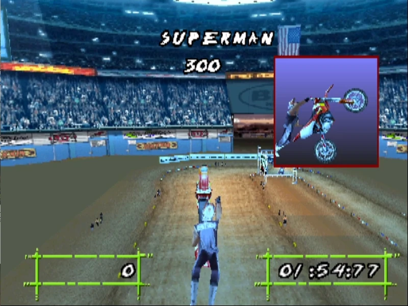 Trik Superman w trybie Freestyle w grze Championship Motocross 2001 featuring Ricky Carmichael