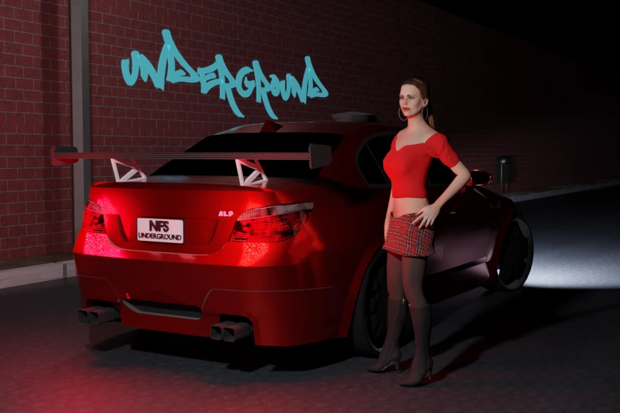 samochód 3D blender + makehuman