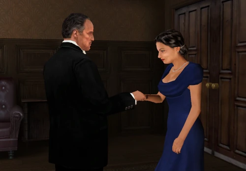Spotkanie mamy głównego bohatera z Don Vito Corleone