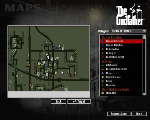 Mapa gry wraz z naniesionymi lokacjami